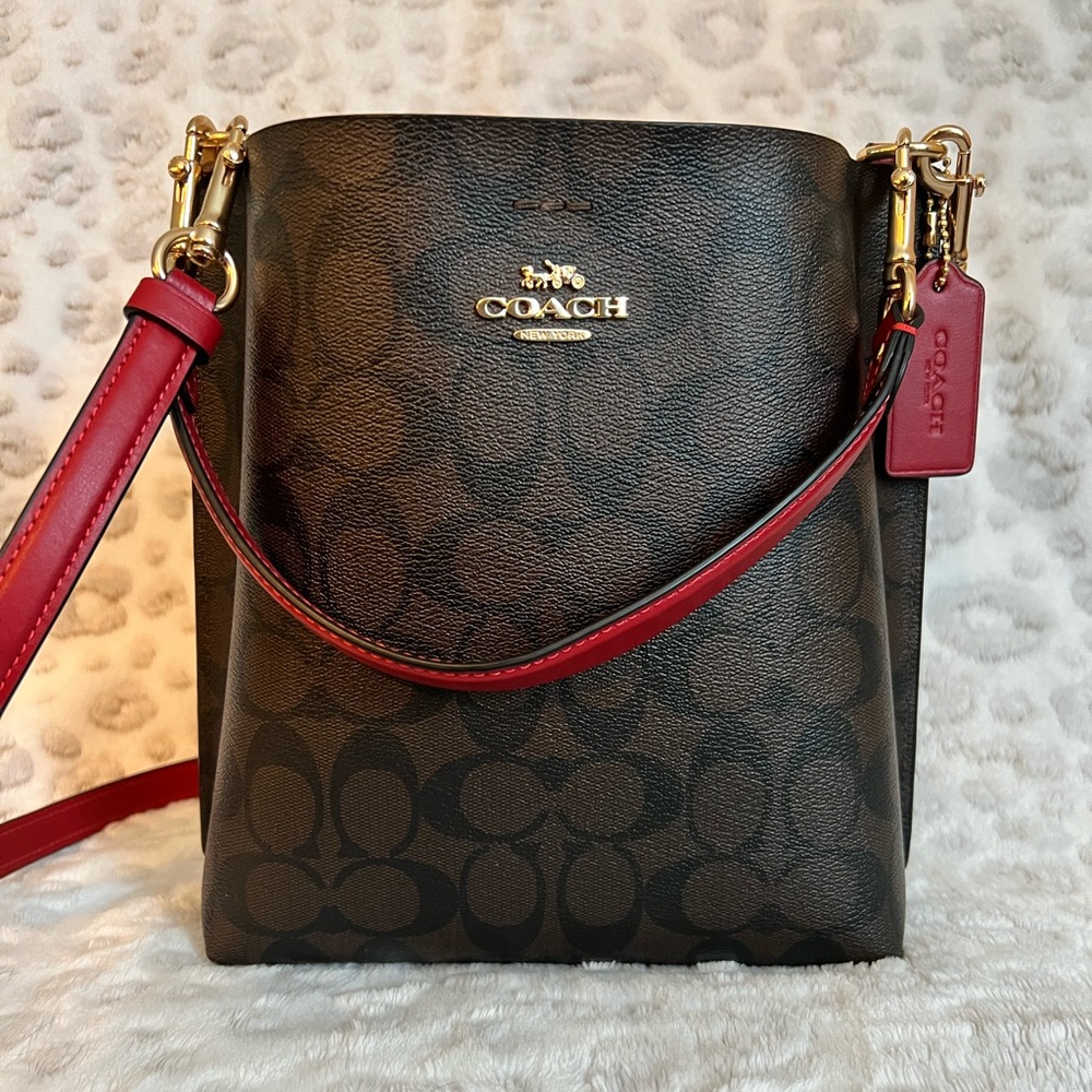 Coach Mollie Bucket Bag 22 Dark brown and Red